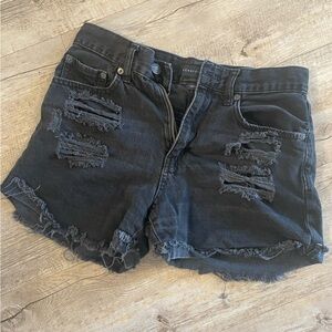 Aeropostale Black Distressed Denim Shorts